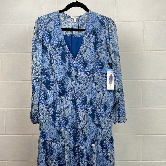 NWT Joie Women's Printed Long Sleeve Tiered Maxi Dress LARGE Parisian Paisley - Picture 2 of 13